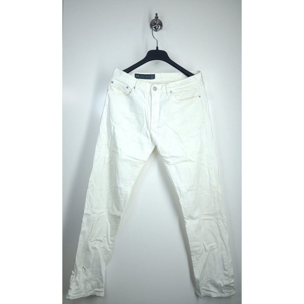 Armani Exchange White Denim Straight  Leg Jeans Mens Size M/L 33R